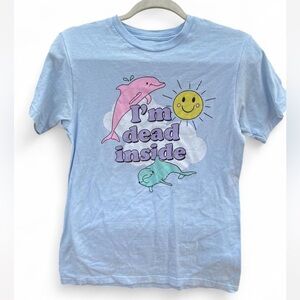 Black Matter "I'm Dead Inside" Dolphin Sun Graphic Tee Small